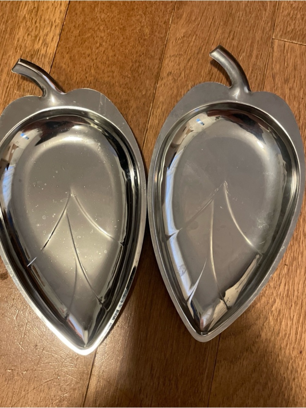 Vintage Silver Leaf-Shaped Serving Trays (Set of 2)